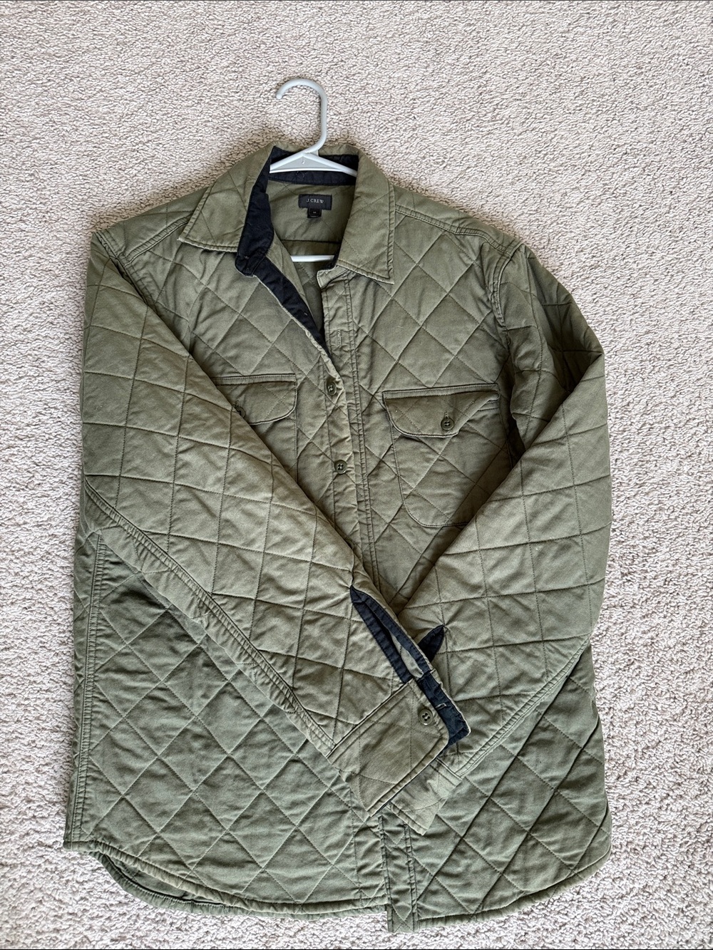 J Crew Quilted Olive Green Shacket